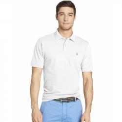 Izod Men's Stretch Pique Slim Fit Short Sleeve Polo Shirt - Bright White - Slim Fit