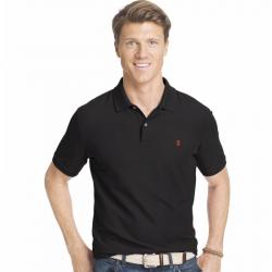 Izod Men's The Advantage Short Sleeve Polo Shirt - Black - Large