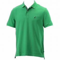 Nautica Men's Performance Deck Solid Short Sleeve Polo Shirt - Green - Medium