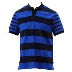 Nautica Men's Heirloom Bold Stripe Short Sleeve Cotton Polo Shirt - Sea Cobalt/Black - Medium