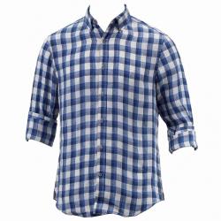 Nautica Men's Long Sleeve Heirloom Plaid Linen Button Down Shirt - Blue - XX Large