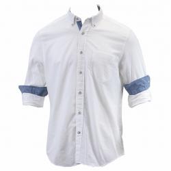 Nautica Men's Anchor Long Sleeve Pinpoint Cotton Button Down Oxford Shirt - White - Large