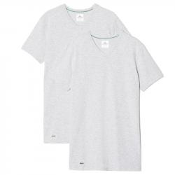 Lacoste Men's 2 Pc V Neck Stretch Short Sleeve T Shirt - Grey - Large