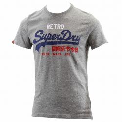 Superdry Men's Vintage Logo Retro Tee Crew Neck Short Sleeve T Shirt - Grey - Large