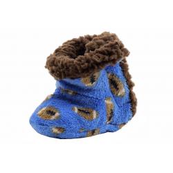 Skidders Infant Boy's Football Toss Plush Booties Slippers Shoes - Blue - 6 12 Months