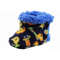 Skidders Infant Boy's Animals Plush Booties Slippers Shoes - Blue - 6 12 Months