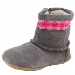 Robeez Mini Shoez Infant Girl's Knitted Kelly Fashion Suede Boots Shoes - Grey - 9 12 Months