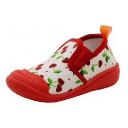 Skidders Infant Toddler Girl's Cherry Hearts Skidproof Canvas Slip On Shoes - Red - 8 (24 Months)