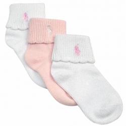 Polo Ralph Lauren Infant Girl's 3 Pack Scallop Turncuff Socks - none - 6 12M Fits Shoe 2 4 Infant