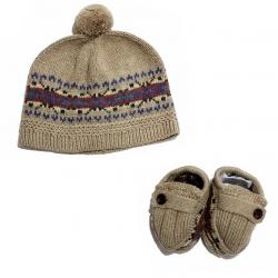 Polo Ralph Lauren Infant Boy's Cotton Fair Isle Knit Hat & Booties Set - Brown - 6 9 Months