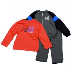 Nautica Infant Toddler Boy's 3 Piece Set Fleece Long Sleeve & Pant Outfit - Black - 18 Months