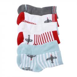 Robeez Mini Infant Boy's 6 Pairs Aviator Games Red Skid Proof Socks - Red - 6 12 Months