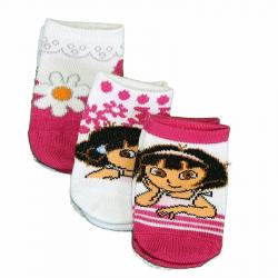 Nick Jr. Dora The Explorer Infant Girl's 3 Pair Assorted Safety Socks - Pink - 0 12 Months