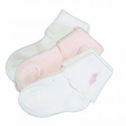 Polo Ralph Lauren Infant Girls 3 Pack Scallop Turncuff Socks G41000LPK - White - Sock Sz 0 6 Months; Fits 0 3