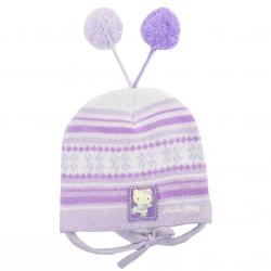Hello Kitty Girl's Fleece Winter Hat & Mitten 2 pc Sz. 2T 4T - Purple - 2T 4T