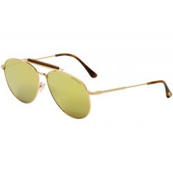 Tom Ford Women's Sean TF536 TF/536 Fashion Pilot Sunglasses - Rose Gold/Havana/Polarized Blue/Yellow Mirro   28G - Lens 60 Bridge 14 Temple 145mm