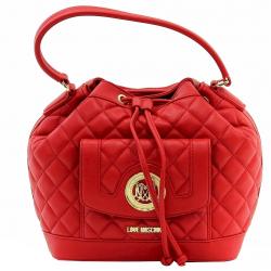 Love Moschino Women's Quilted Medium Leather Satchel Handbag - Red - 9.5H x 9L x 6.5D In