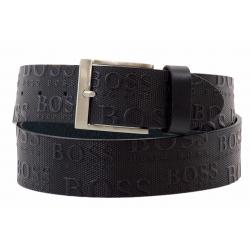 Hugo Boss Men's Torialo Embossed Logo Leather Belt - Navy Blue - 30