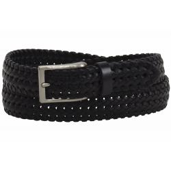 Trafalgar Men's Owen Genuine Full Grain Braided Leather Belt - Black - Medium (34 36)