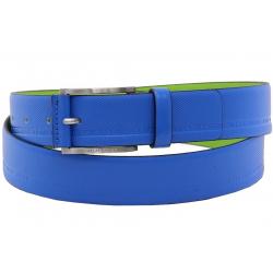 Hugo Boss Men's Tymos Embossed Genuine Leather Belt - Blue - 36