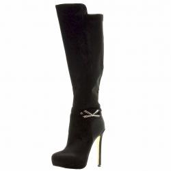Luichiny Women's Whirl Around Fashion Stiletto Knee High Boots Shoes - Black - 9