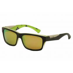 Bolle Men's Jude Rectangle Sunglasses - Matte Black/Mirrored Green   - Lens 57 Bridge 16 Temple 135mm
