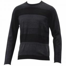 Calvin Klein Men's Merino Striped Long Sleeve Sweater - Black - Large
