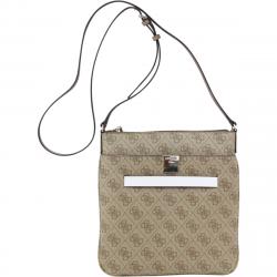 Guess Women's Christy Mini Top Zip Quattro G Jacquard Crossbody Handbag - Brown - 9.5H x 9.5W x 1D In