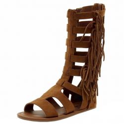 Mia Girl's Zola Fashion Gladiator Sandals Shoes - Brown - 2   Little Kid