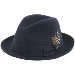Stacy Adams Men's Wool Pinch Front Fedora Hat - Blue - Large