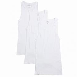 Calvin Klein Men's 3 Pc Cotton Classic Fit Basic Tank Top Shirt - White - Large