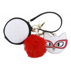 Guess Women's Clare Meow Pom Pom Keychain Gifting Pouch Handbag - White - 7H x 10W x 4.5D in