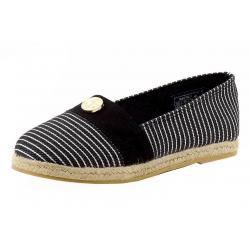 Nautica Girl's Azeda Stripe Canvas Fashion Slip On Shoes - Black - 5   Big Kid
