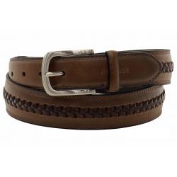 Tommy Hilfiger Men's Double Stitch Genuine Leather Belt - Brown - 40