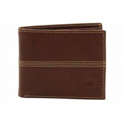 Timberland Men's Textured Genuine Leather Bifold Wallet - Brown