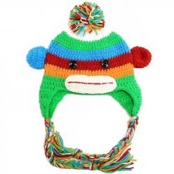 Dorfman Pacific Kindercaps Kid's Monkey Peruvian Winter Hat - Green - 4 6X; One Size