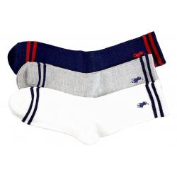 Polo Ralph Lauren Little/Big Boy's B60014BPK 3 Pair Collegiate Stripe Socks - Multi - 4 7 Fits Shoe 10 13 Little Kid