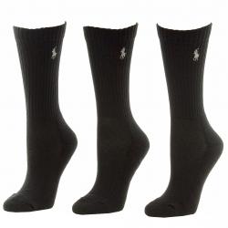 Polo Ralph Lauren Women's 3 Pairs Athletic Crew Socks Sz 9 11 Fits Shoe 4 10.5 - Black - 9 11 Fits 4 10.5
