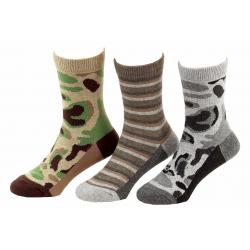 Jefferies Toddler/Little Boy's 3 Pairs Camouflage Stripe Crew Socks - Brown - Small; 7 8.5 Fits Shoe 9 1 (Little Kid)