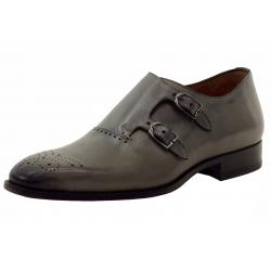 Mezlan Men's Gris Double Monk Strap Leather Loafers Shoes - Grey - 10 D(M) US