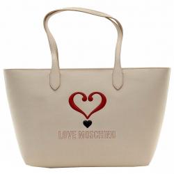 Love Moschino Women's Applied Logo Tote Carry All Handbag - Ivory - 11 H x 18 L x 6 D In