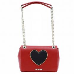Love Moschino Women's Heart & Logo Flap Over Satchel Handbag - Red - 7.5H x 10L x 3.5D