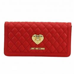 Love Moschino Women's Quilted Leather Clutch Shoulder Handbag - Red - 4.5 H x 8.5 L x 2 D