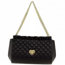 Love Moschino Women's Quilted Double Handle Shoulder Small Satchel Handbag - Black - 7H x 10L x 3D In
