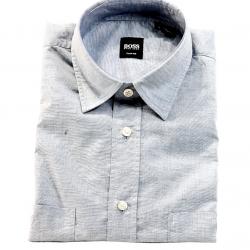 Hugo Boss Men's Slim Fit Marcello Blue Denim Kent Collar Button Down Shirt - Blue - Medium