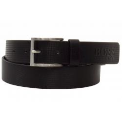 Hugo Boss Men's Tienzo Genuine Leather Embossed Logo Fashion Belt - Black - 32