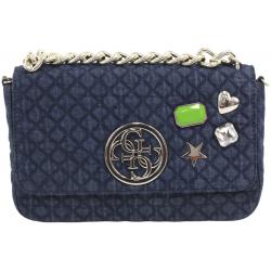 Guess Women's G Lux Quilted Flap Over Crossbody Handbag - Blue - 7 H x 11 W x 2 D In