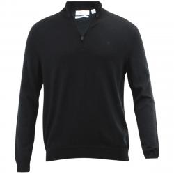 Calvin Klein Men's Merino End On End Long Sleeve 3/4 Zip Sweater - Black - Small
