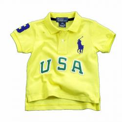 Polo By Ralph Lauren Youth Boy's Short Sleeve USA Polo Shirt - Yellow - Classic Fit