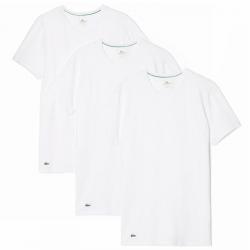 Lacoste Men's Essentials 3 Pc Crewneck Short Sleeve T Shirt - White - Medium